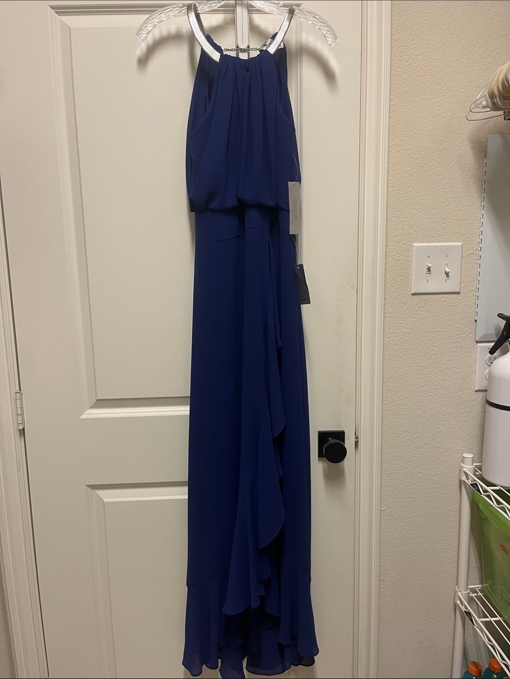 Eliza J Royal Blue Halter Maxi Gown